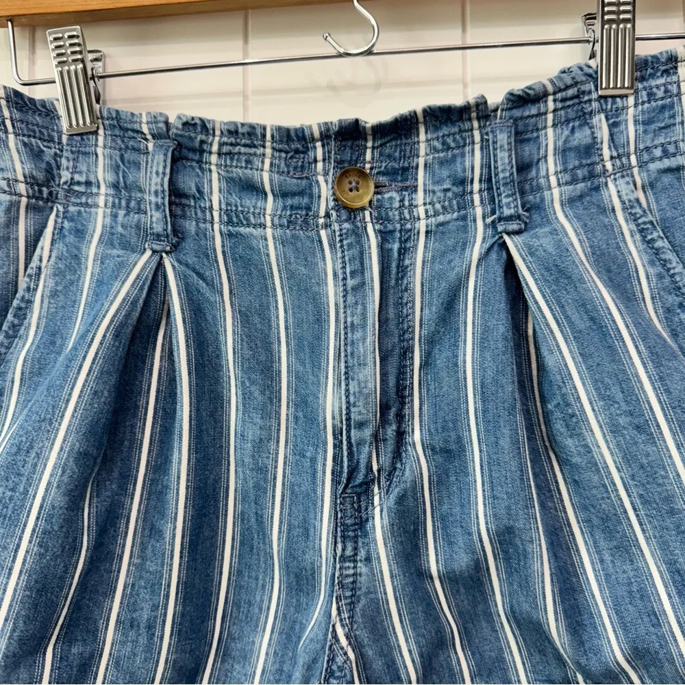 American Eagle Women’s High Rise Blue White Striped Denim Shorts Size 4 Small